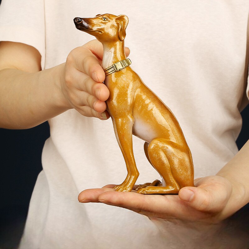 彩铜灵缇犬狗狗细狗子哮天犬生肖狗家居办公室玄关乔迁工艺品摆件图片