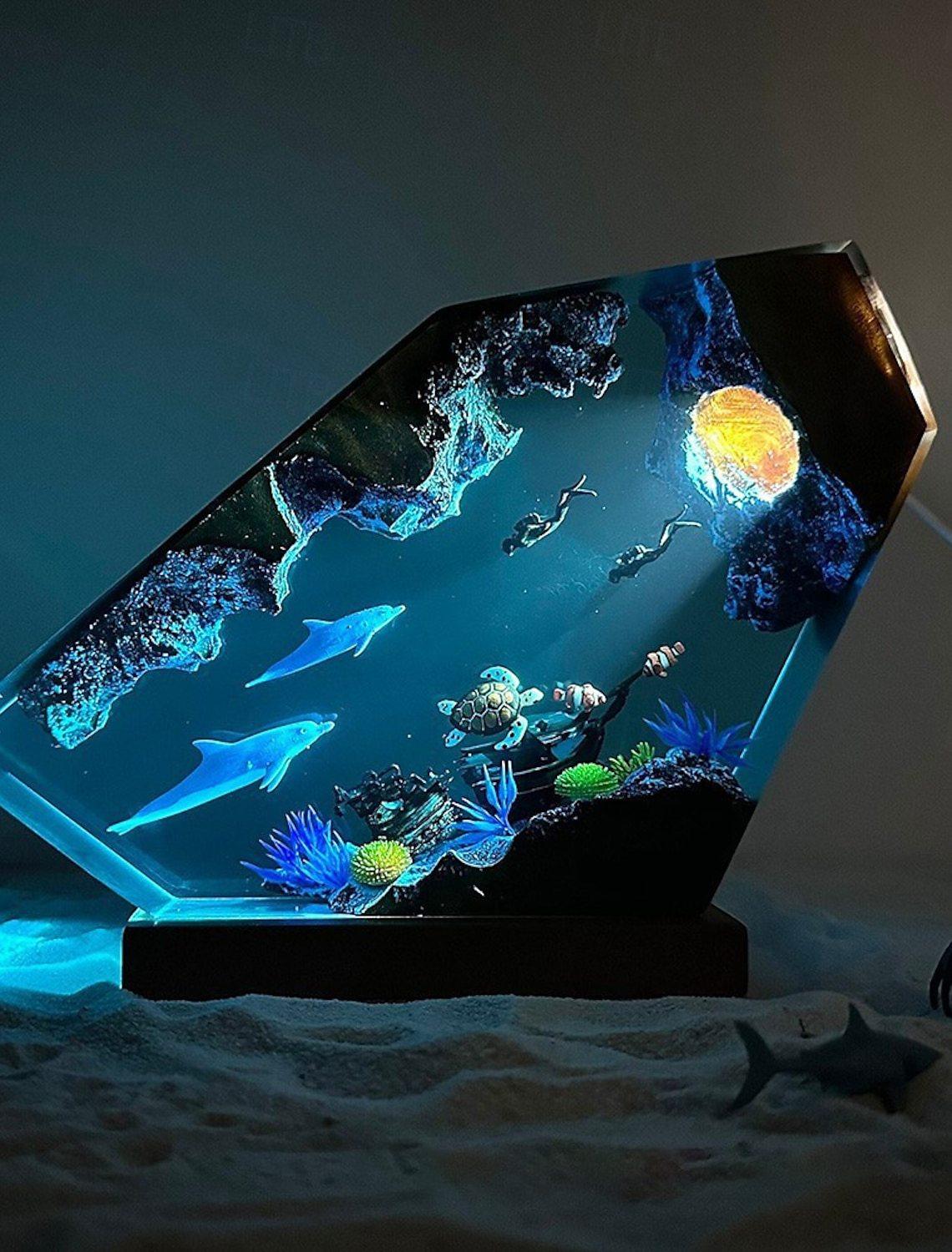把海洋带回家海底世界海豚潜水员海龟沉船小夜灯床头灯氛围灯摆件,家居饰品,桌面摆件,淘宝优惠券,粉丝福利购,淘宝优惠卷