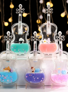 大提琴造型漂浮沙漏摆件南瓜车创意油滴水滴油漏笔插液体流沙玩具