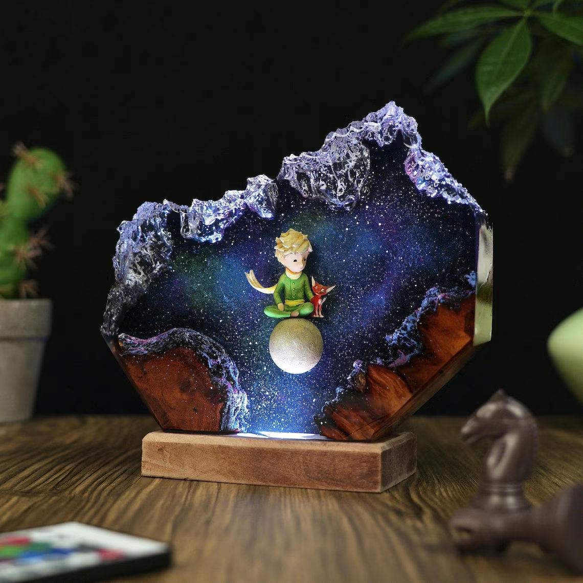 小王子和狐狸星球小夜灯氛围灯床头灯树脂家居装饰品摆件朋友礼物