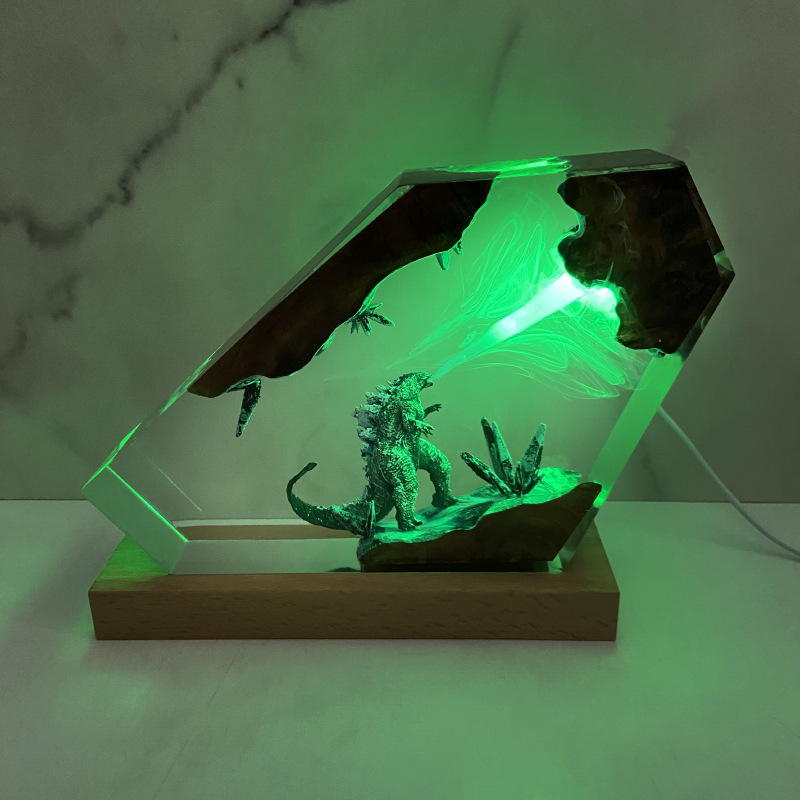 海底世界景观巨兽哥斯拉喷电原子吐息小夜灯床头灯氛围灯摆件礼物