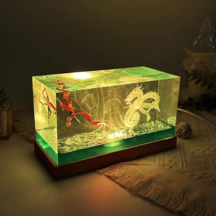 哪吒风火轮龙王小白龙中国龙敖丙敖光树脂小夜灯床头灯氛围灯摆件