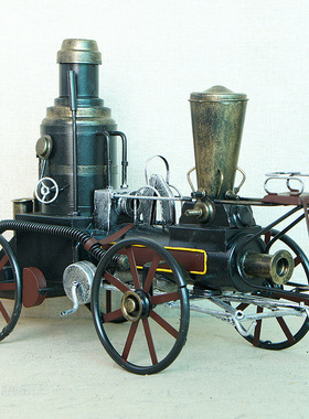 老爷车复古蒸汽模型金属工艺品