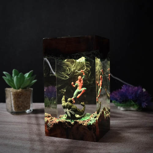 手作Resin Lamp Anime蜘蛛侠大战毒液树脂灯给朋友的小夜灯摆件