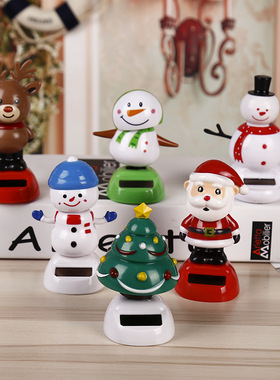 太阳能圣诞树雪人小鹿汽车摆件