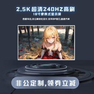 2.5K超清240HZ高刷P3色域18寸副屏扩展直连便携式显示屏ROG同款