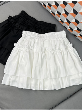 荷叶边白色蛋糕半身裙女春夏新款小个子高腰显瘦蓬蓬裙芭蕾风短裙