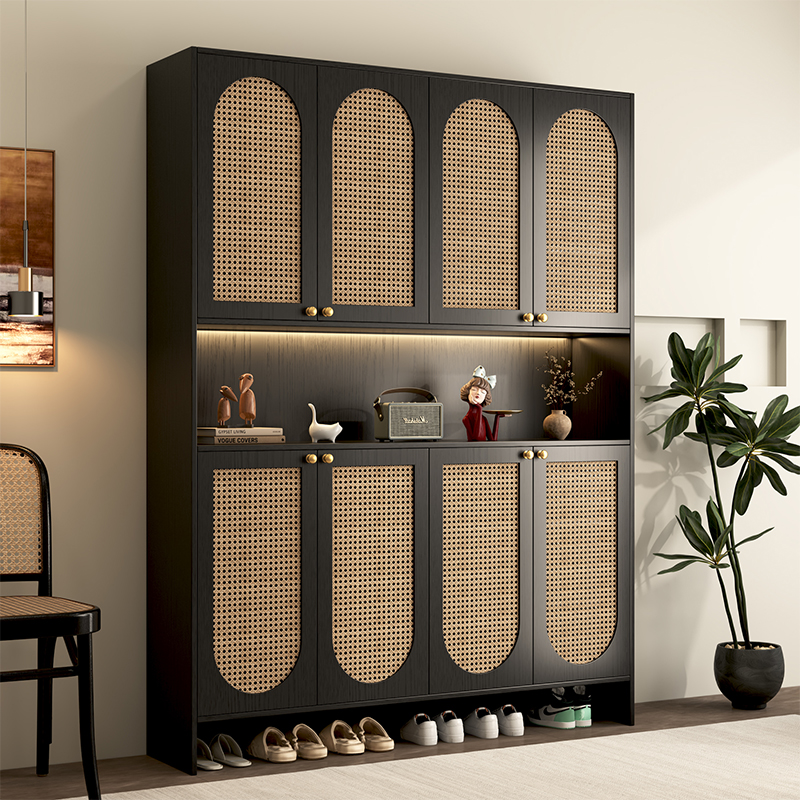 东彩藤编门入户鞋柜中古风大容量