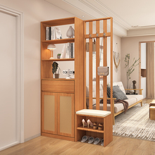 日式入户玄关柜鞋柜一体客厅正对门实木隔断置物柜挂衣换鞋可定制