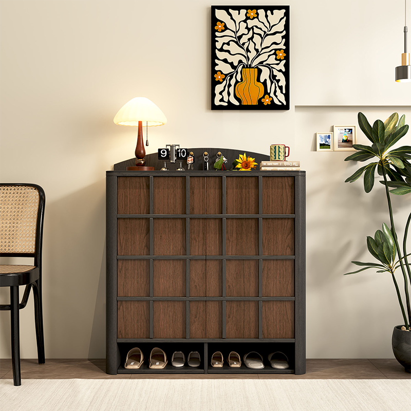 中古风棋盘格鞋柜客厅进门玄关