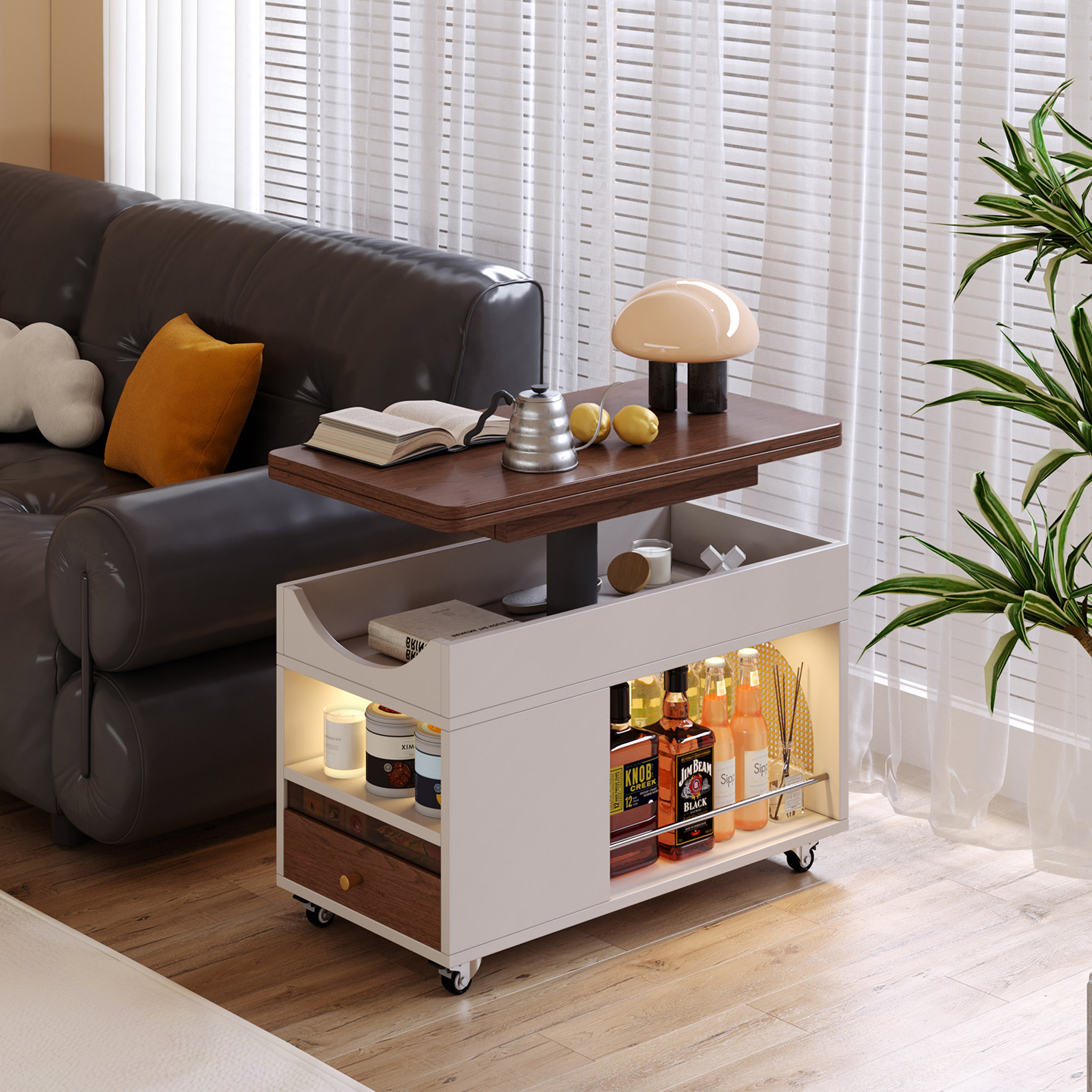 多功能茶几可移动可升降折叠