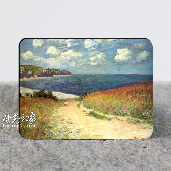莫奈油画作品 通往布维尔海岸的小路 创意冰箱贴 外贸出口磁贴