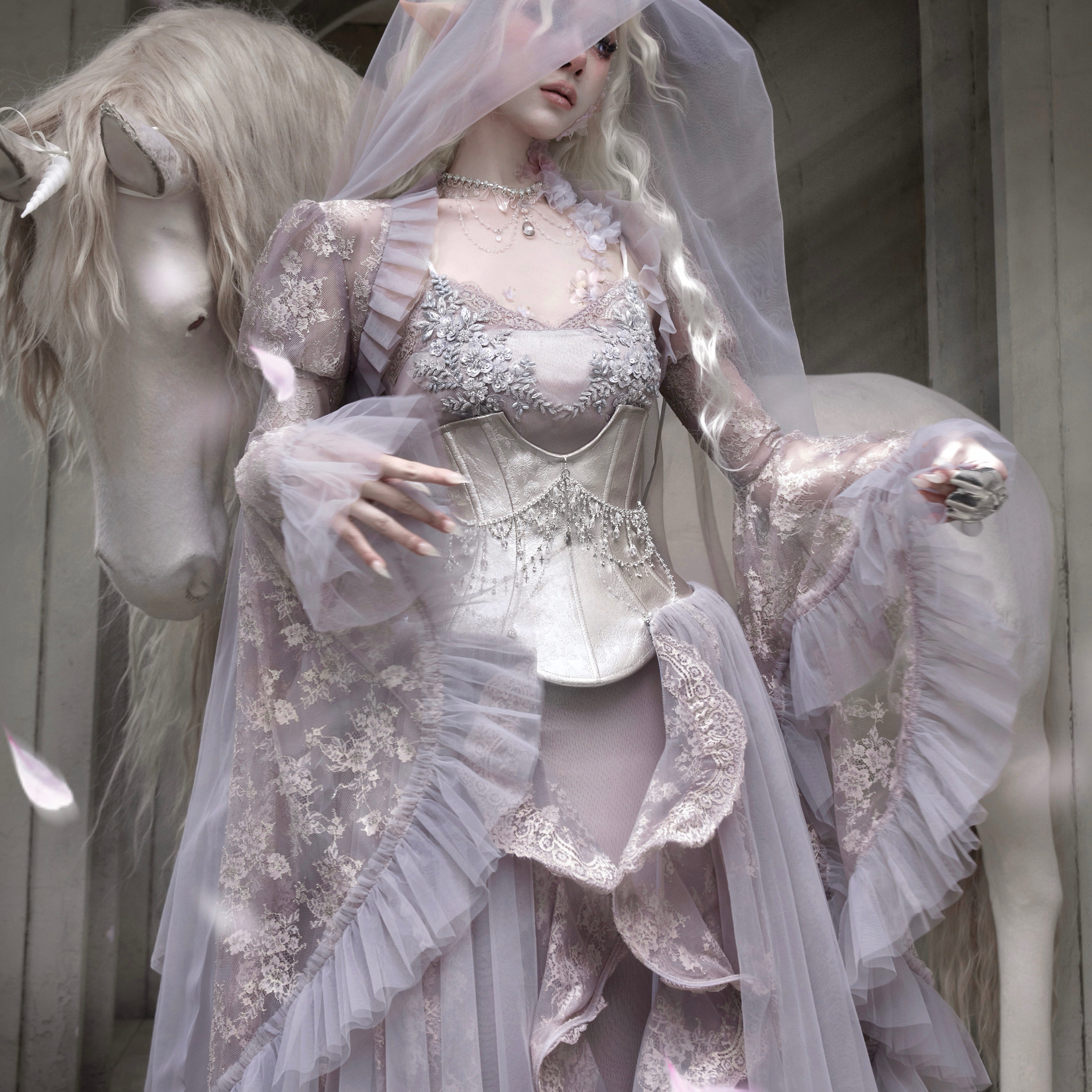 血液供给原创◆月光兽灵 蕾丝姬袖精灵风仙气礼服上衣坎肩外搭春