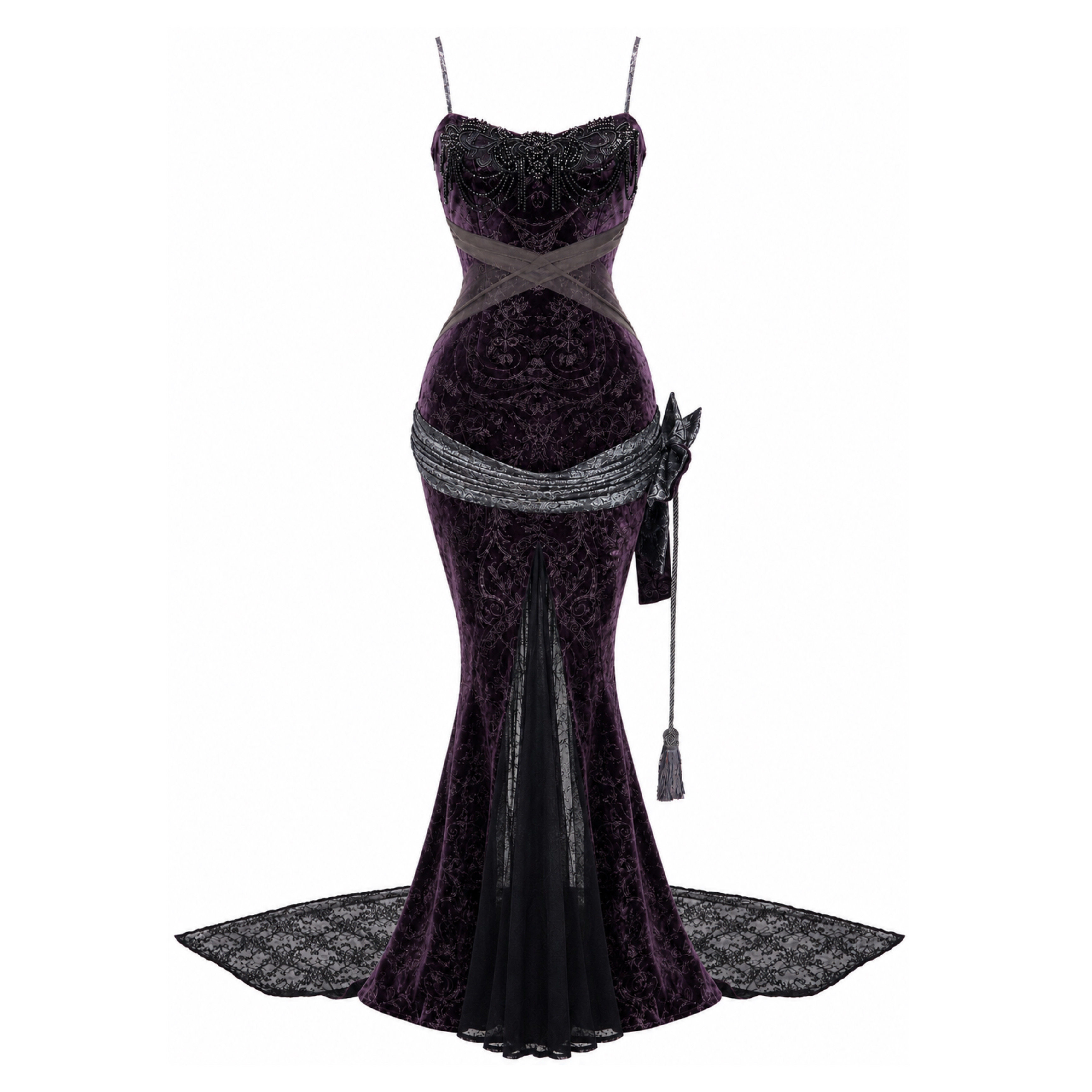 thumbnail for Blood Supply Original ◆ Gift of the Dead: Gothic dark velvet mermaid dress for Halloween