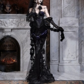 钉珠绣花鱼尾裙礼服长裙秋 哥特华丽欧式 血液供给原创 哀悼之日