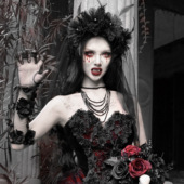 血液供给原创 古堡惊情 哥特暗黑系花朵鬼新娘暗黑系头纱饰品冬