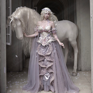 血液供给原创 重工蕾丝精灵风仙气礼服半身裙单下摆春 月光兽灵