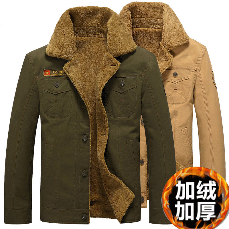 男外套复古加绒男飞行员夹克冬季加厚冬装美国空军纯棉棉衣外套男