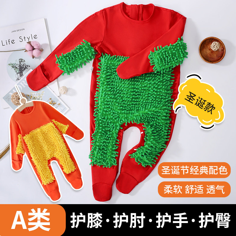A类防脏护膝连体衣男女宝宝图片