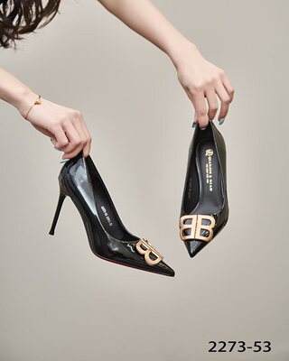 钎金鸟官方正品2273-53法式高端定制款尖头细跟金属扣浅口高跟鞋