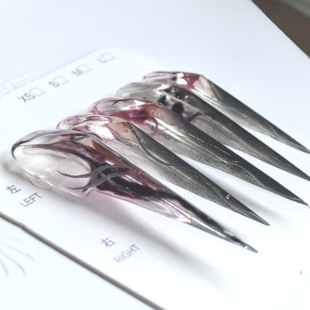 【龙骸】龙爪穿手工穿戴甲酷炫暗黑红黑银色十字机械美甲晕染男女