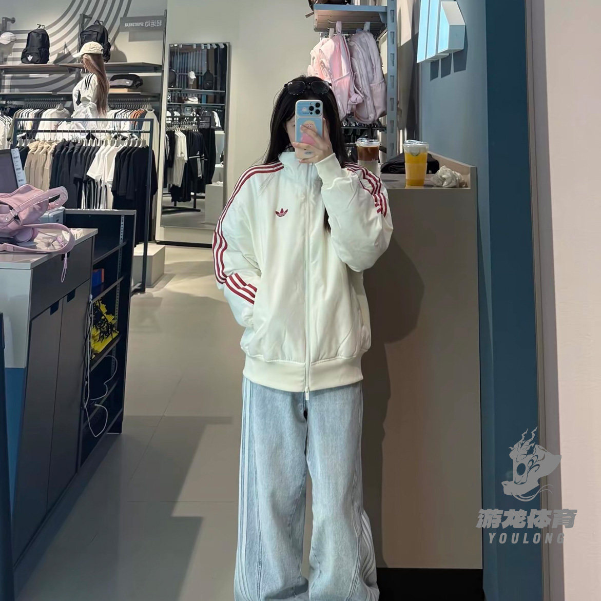 阿迪达斯三叶草男立领保暖棉服