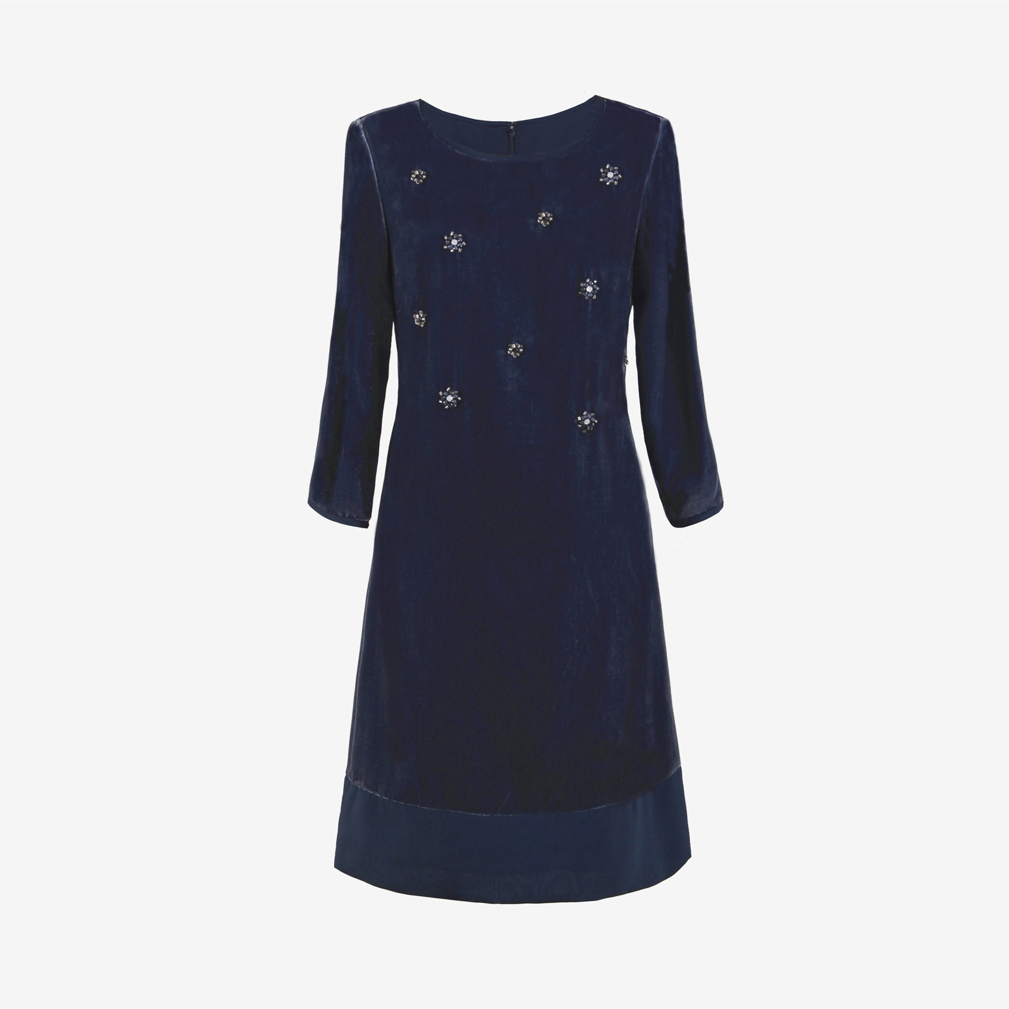 长袖连衣裙玫瑰精美真丝丝绒