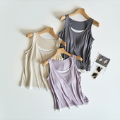 吊带背心女内搭带胸垫上衣薄款 椰油优可丝凉感家居服免穿内衣 夏季