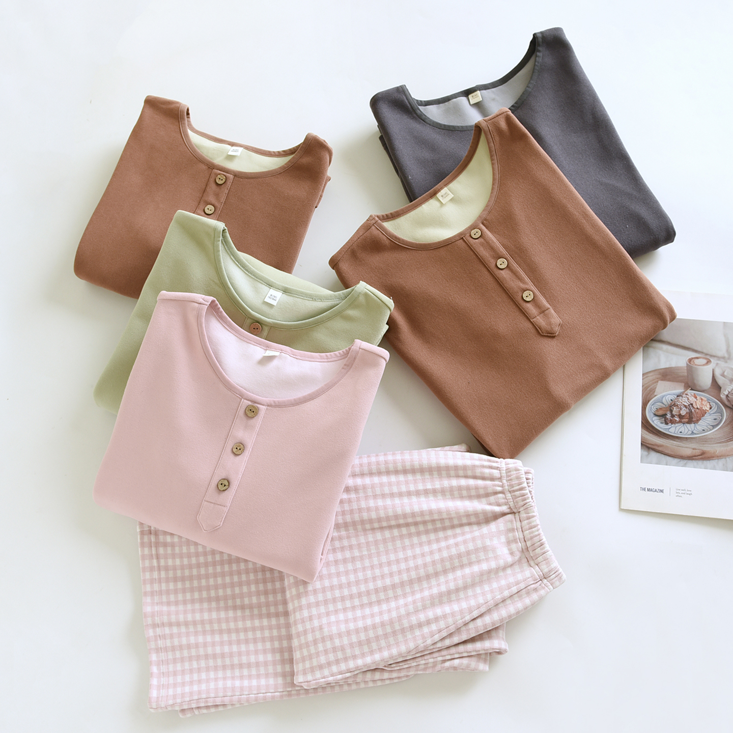 德绒情侣睡衣长袖长裤家居服套装