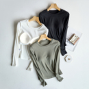 内搭外穿t恤长袖 带胸垫打底衫 白色圆领修身 秋冬季 上衣 女2025新款