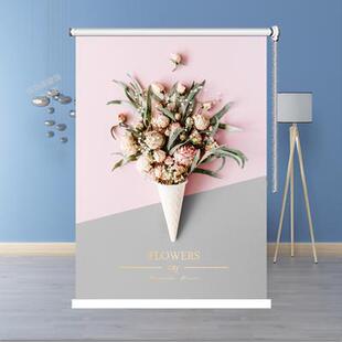 简约水果清新卫生间厕所浴室厨房防水防油遮光升降免打孔卷帘窗帘