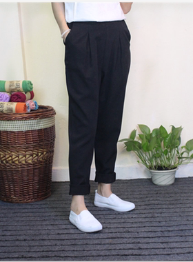 休闲百搭黑色裤子春季哈伦裤