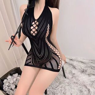 少女夜店暗黑性感透视蕾丝激情制服辣妹诱惑紧身镂空连衣裙睡裙