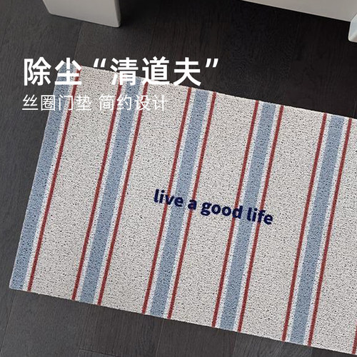 简约条纹丝圈入户门地垫除尘免洗