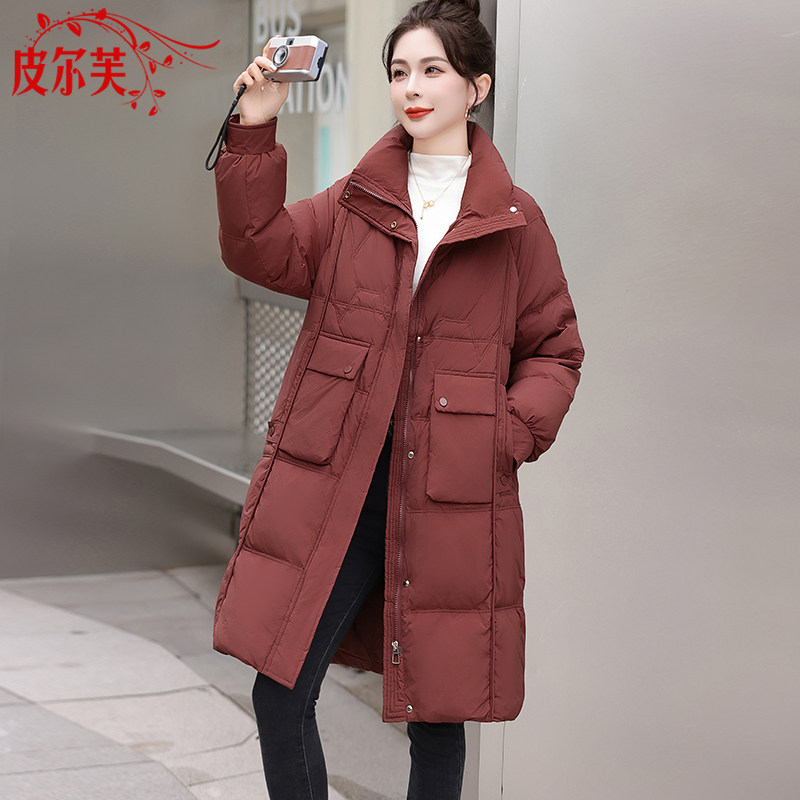 2024冬季新款休闲宽松保暖加厚羽绒服女装中长款90白鸭绒立领外套,女装/女士精品,羽绒服,淘宝优惠券,粉丝福利购,淘宝优惠卷