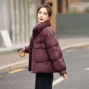 欧货泡芙羽绒服女款2025新款冬季短款小个子高级感白鸭绒保暖外套