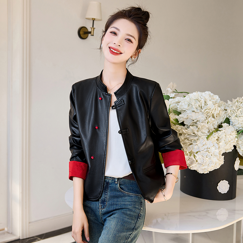 感pu皮外套小个子夹克皮衣女