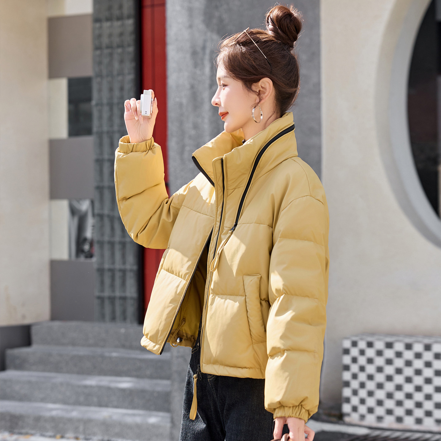 2025冬季新款休闲时尚PU皮羽绒服小个子女设计感好看立领短款外套,女装/女士精品,羽绒服,淘宝优惠券,粉丝福利购,淘宝优惠卷