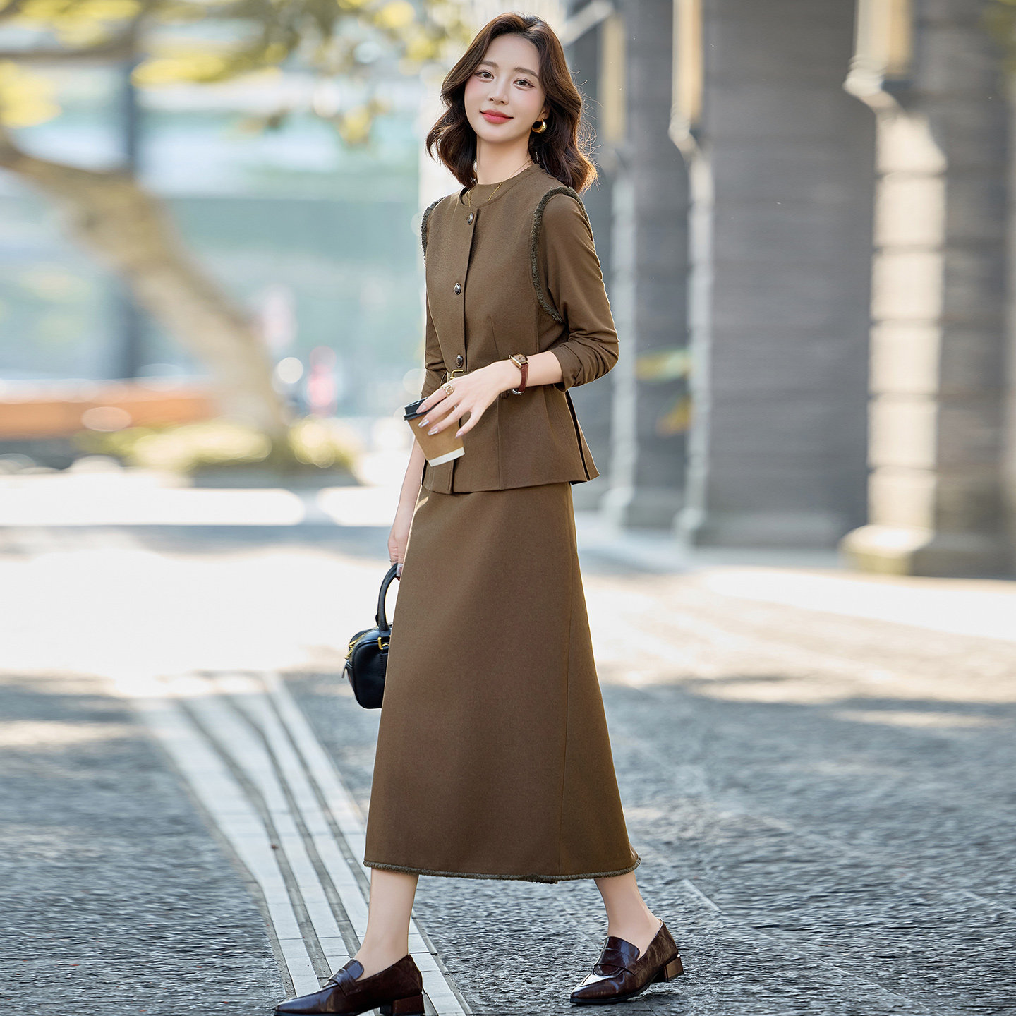 超好看搭配一整套装女2025早春秋新款洋气穿搭马甲长裙内搭三件套,女装/女士精品,时尚套装,淘宝优惠券,粉丝福利购,淘宝优惠卷