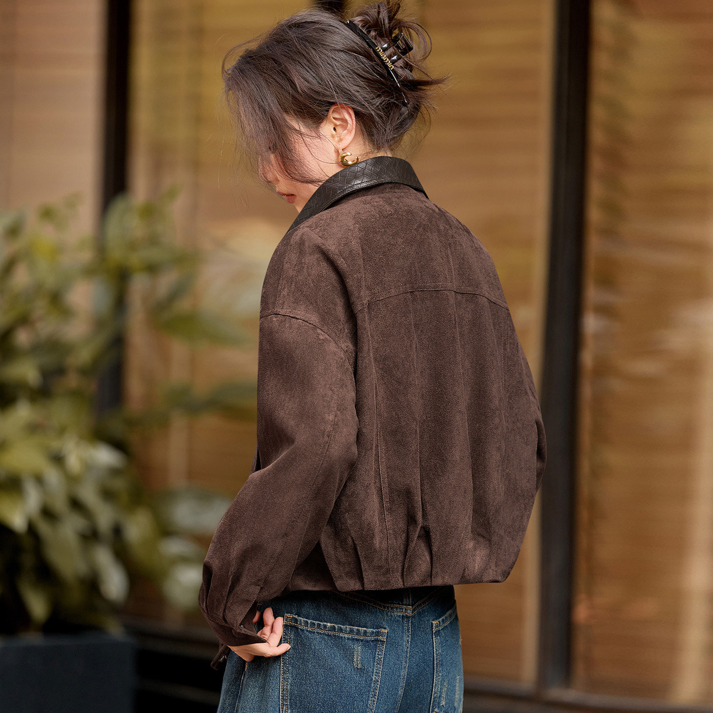 复古鹿皮绒短外套女2026秋季新款韩版时尚机车服休闲工装夹克上衣