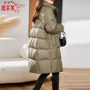 高端好看妈妈装 新款 外套 女士2026冬季 欧洲站加厚保暖羽绒服中长款