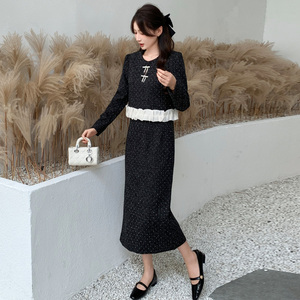 小香风连衣裙穿搭一整套装女2026春秋新款高端精致名媛气质两件套