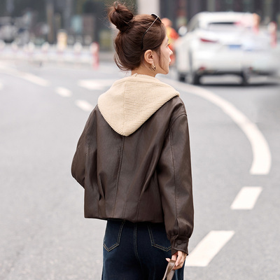 小个子PU皮棉衣夹克女