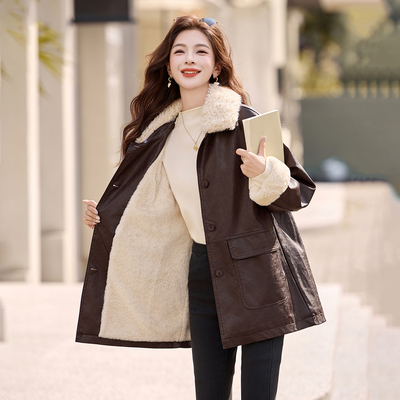中长款收腰显瘦保暖外套皮风衣