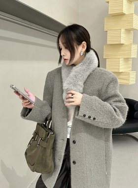 F.THREE三姐妹-冬上新韩版廓形气质简约加厚外套短外套99261