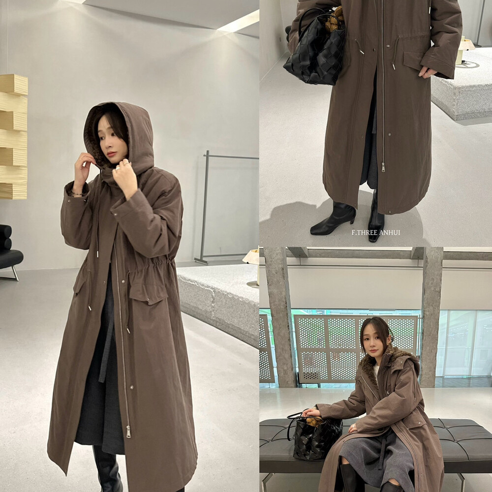 F.THREE三姐妹-绒棉服冬季长款抽绳外套风衣(配可拆卸帽子)98123a,女装/女士精品,风衣,淘宝优惠券,粉丝福利购,淘宝优惠卷
