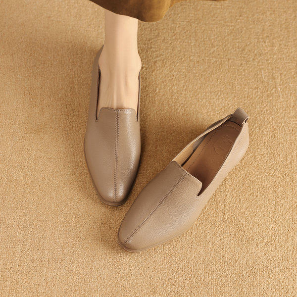 羊皮/2.5cm百搭不累脚深口单鞋女春秋季真皮奶奶鞋粗跟软底小皮鞋,女鞋,深口单鞋,淘宝优惠券,粉丝福利购,淘宝优惠卷