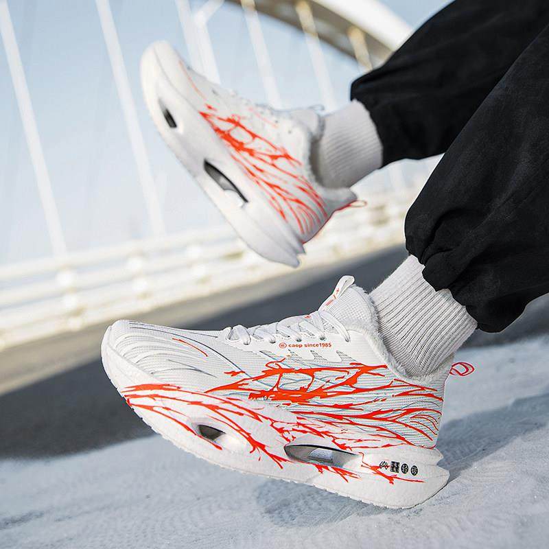 冬季加绒加棉保暖专业C202心跳6代碳板跑步鞋儿童爆米花跑鞋男童