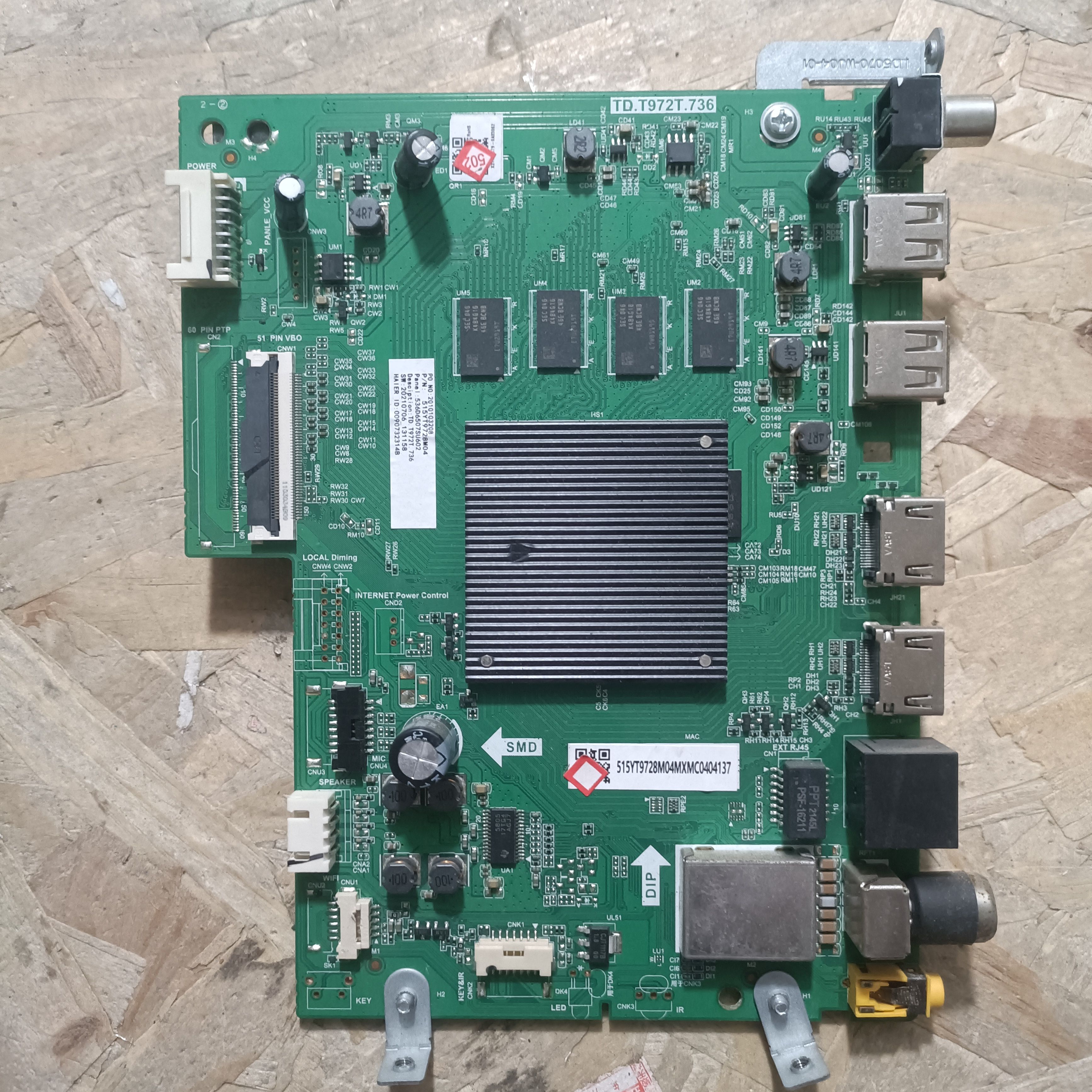 海尔LU65D31(PRO)主板TD.T972T.736 0090732314B屏ST6451D02-2