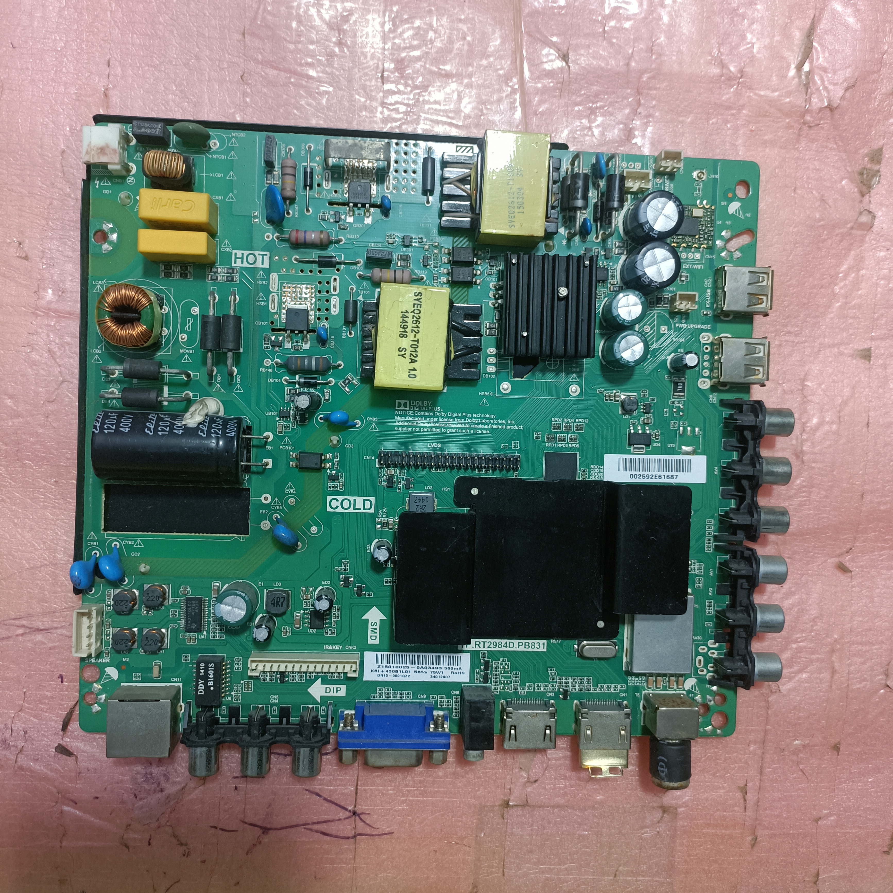 原装K43主板TP.RT2984D.PB831配屏59YT  72000059YT